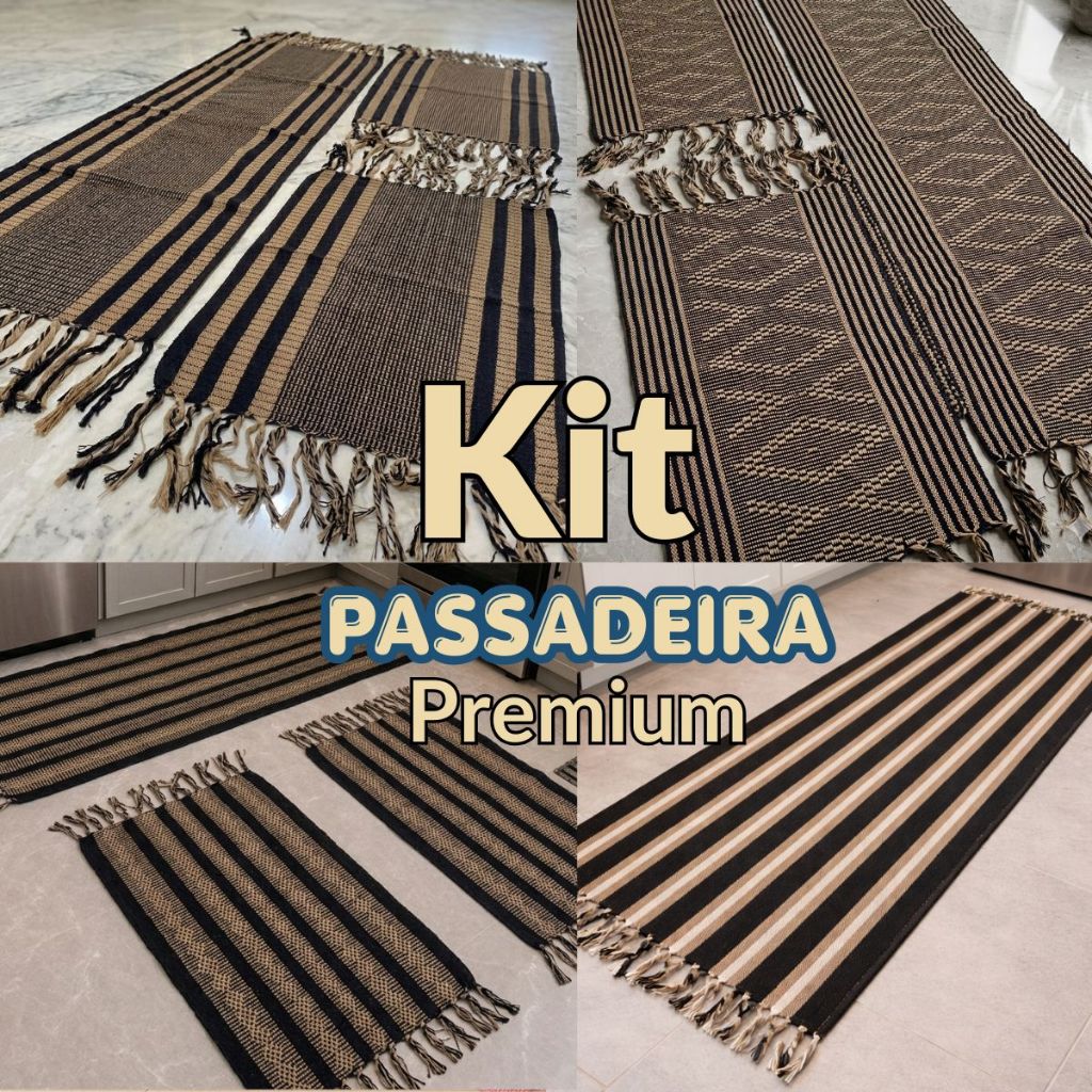 Kit Passadeira Para Cozinha Premium Luxo Tapete 3 PEÇAS Tecido Grosso Artesanal