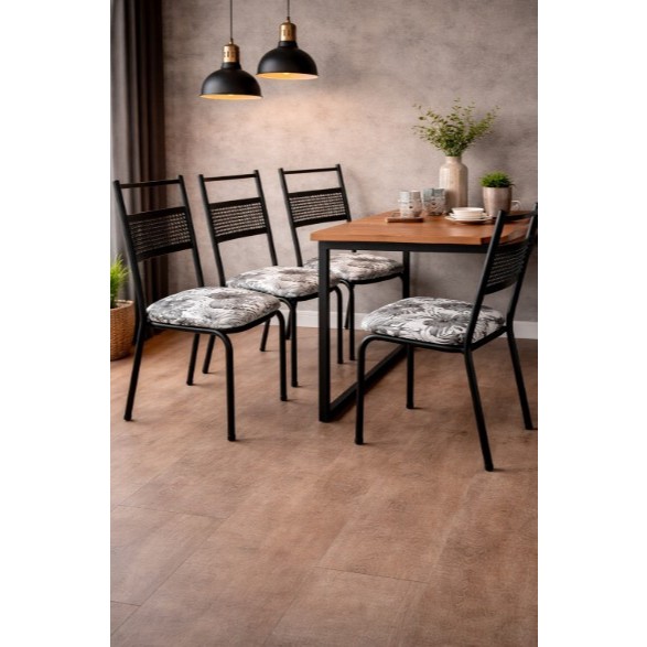Kit de 4 Cadeiras Sara Estrutura Aço e Design Sofisticado Estilo Industrial