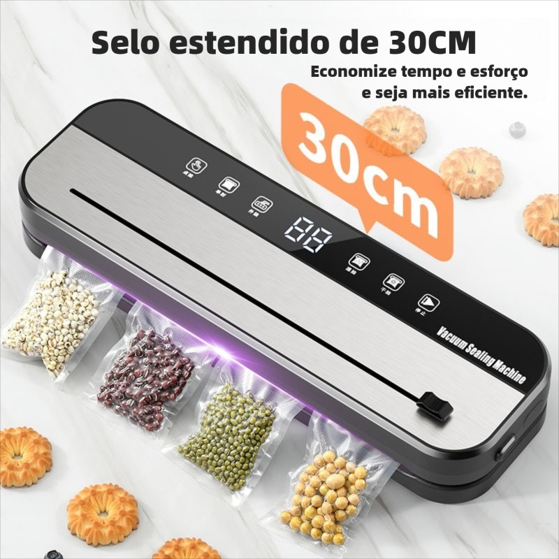 Seladora a vácuo totalmente automática para conservação de alimentos, inclui 10 sacos para armazenamento de alimentos