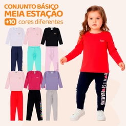 Kit 6 ou 10 Peças Conjunto Blusa Manga longa e Legging Bebe Menina Infantil Roupas Bebe Infantil Inverno