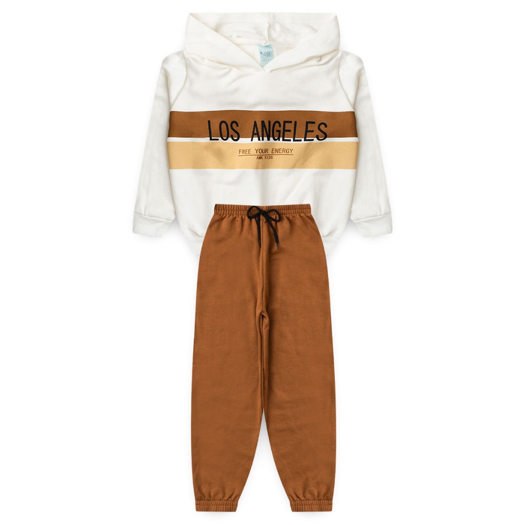 Conjunto Infantil Masculino Moletom Flanelado com Capuz | Inverno Quentinho Menino  L59