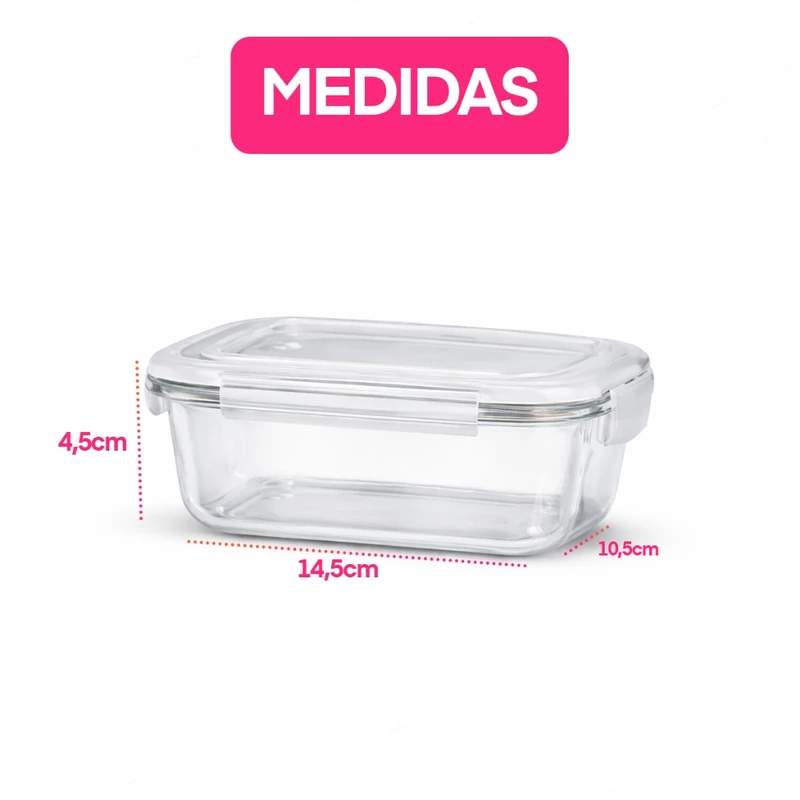 Kit Potes de Vidro Hermético para Marmita Fit com Tampa e 4 Travas — foto 6