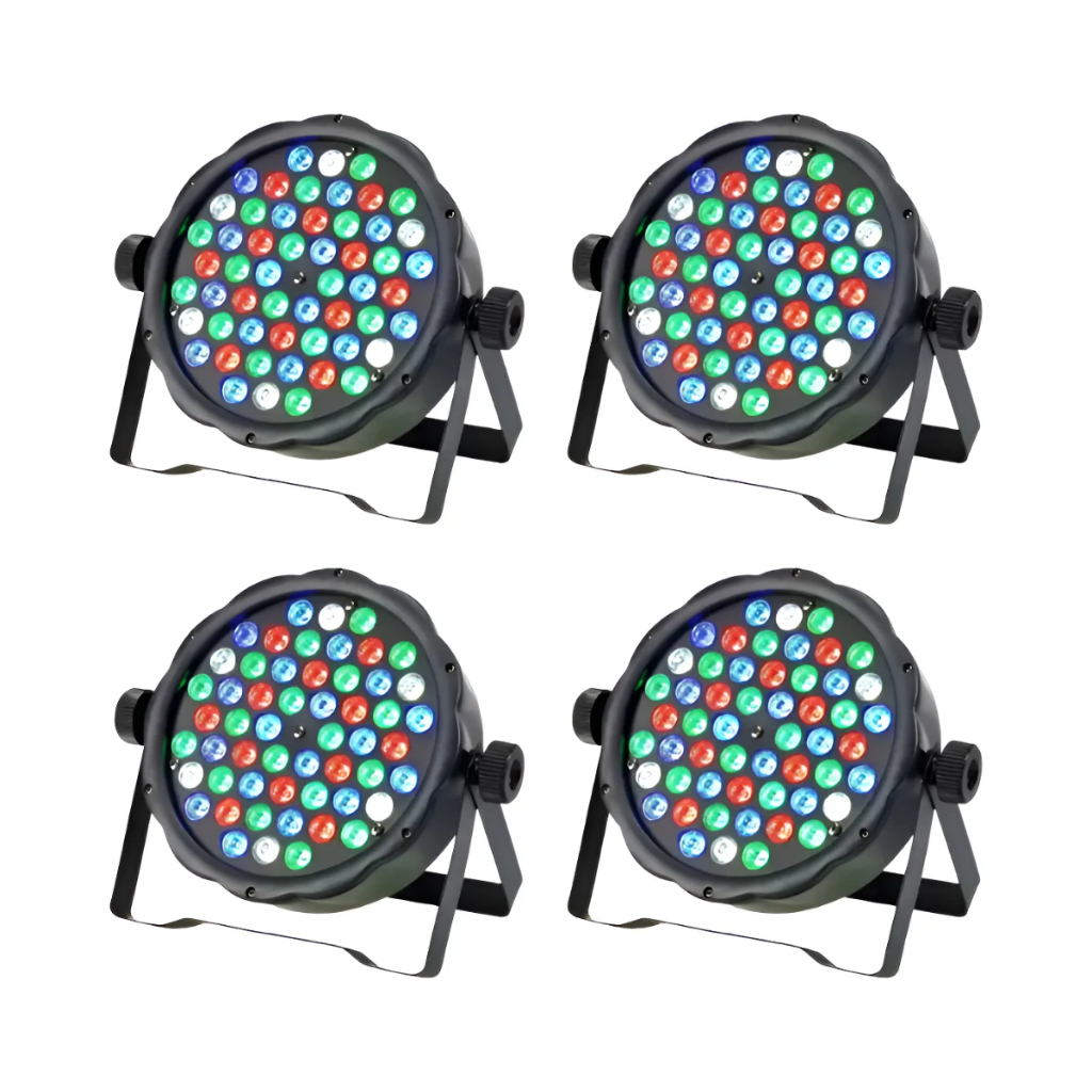 Kit 4 Canhao Refletor Led Par64 Rgbw 54 Leds 3w Dmx Dj Festa