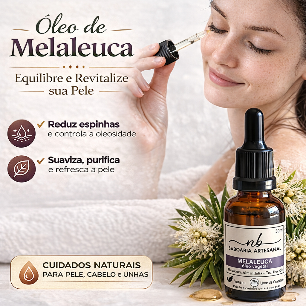 Óleo Vegetal Melaleuca 100% Puro Elimina Caspa e Seborreia