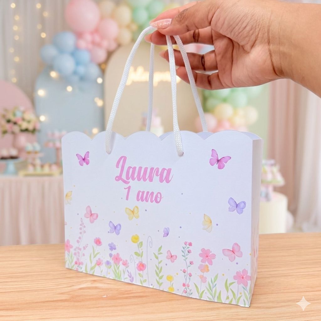 Sacolinhas Personalizadas Festa Jardim das Borboletas (20x15x7cm)