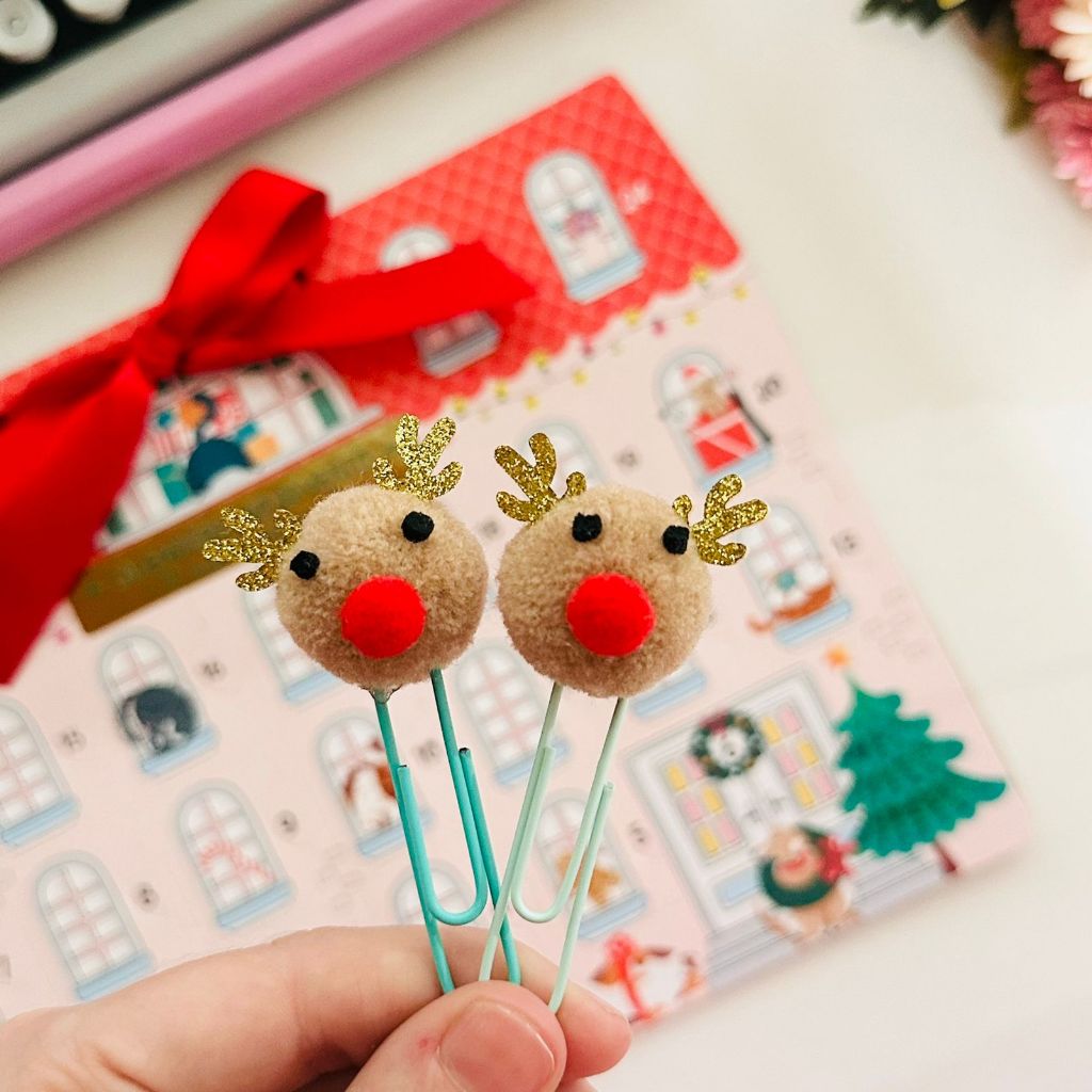 KIT COM 2 ECLIPS RENA DE POMPOM PAPELARIA FOFA BUENDIA