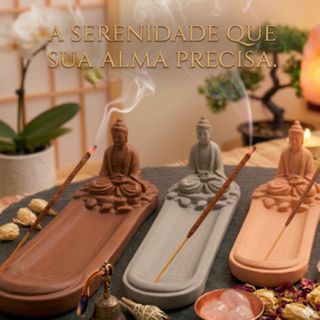 Porta Incenso Incensário Buda Decoração Zen Yoga Meditação Aromaterapia Cascata Fumaça Cores Kit em Oferta na Shopee