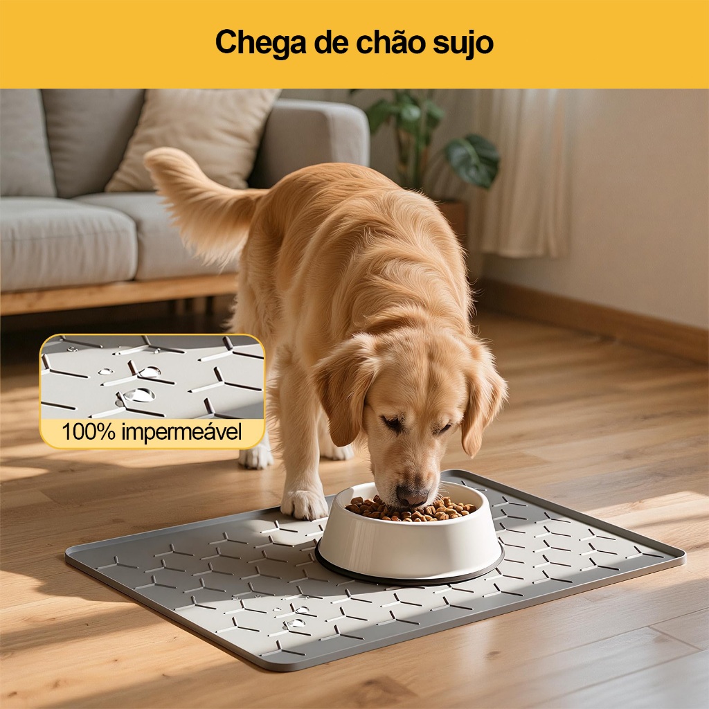 Tapete alimentador em silicone para pets, impermeável, tamanho 55cm × 80cm e de fácil limpeza