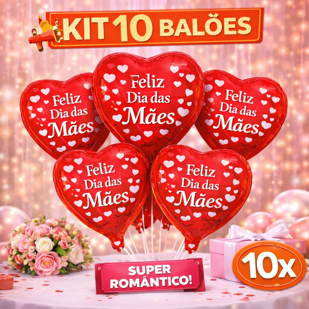 Kit 10 Balões Metalizados Dia das Mãe. em Oferta na Shopee