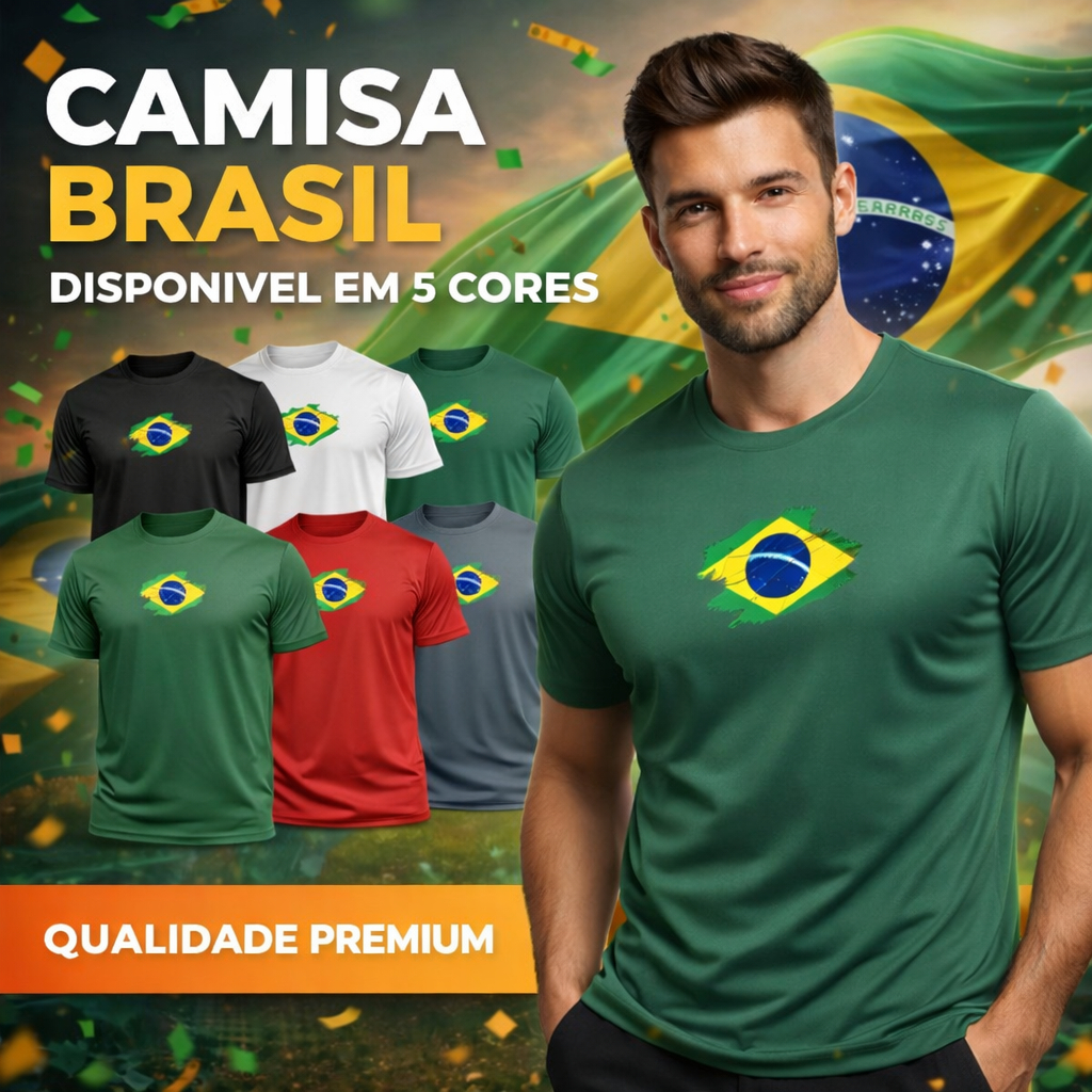 Camisa Bandeira Do Brasil Unissex Moda Brasil Copa Envio Imediato !!!