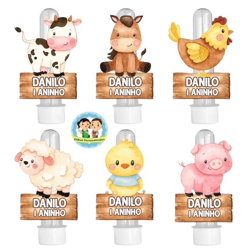 Aplique 3D Personalizado Lembrancinha Festa Aniversário Fazendinha Aquarela