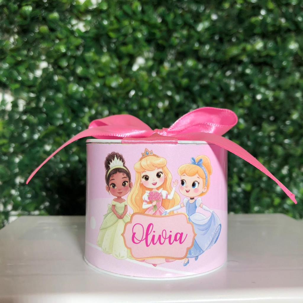 KIT TUBOLATAS PERSONALIZADAS - PRINCESAS - 5X6CM - LEMBRANCINHA - CHÁ DE BEBÊ - ANIVERSÁRIO - MATERNIDADE