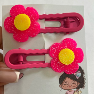 Hair Clip Infantil Luxo Flor Ou Estrela Com Gliter em Oferta na Shopee