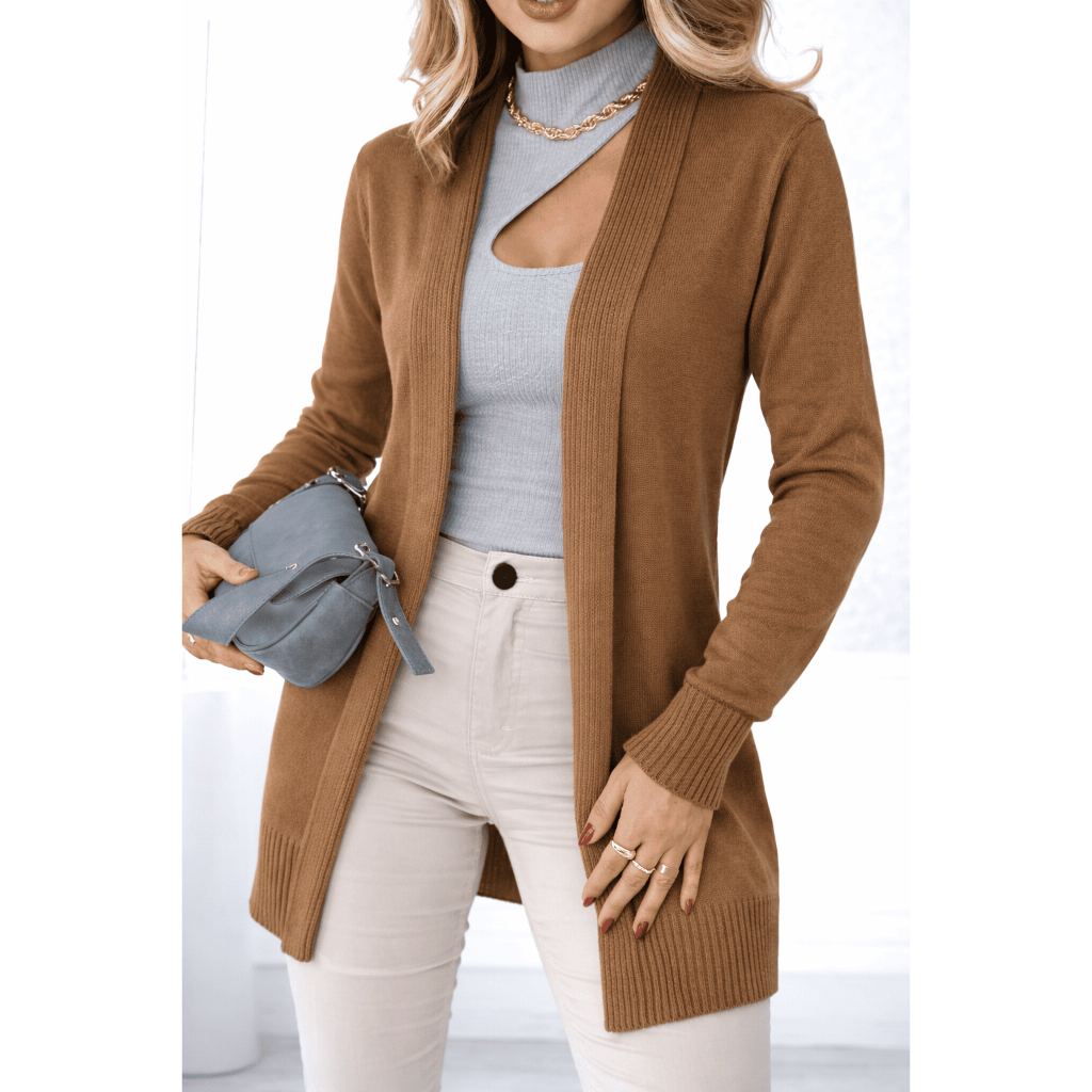 Cardigan Casaco Básico Tricô Moda Feminina Cardigã Kimono Manga Longa Inverno