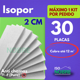 Kit 30/Placas 2 cm (20 mm) EPS Isopor  Antichamas e Acústicas – Ideal para Isolamento Térmico e Sonoro! 🔥 em Oferta na Shopee