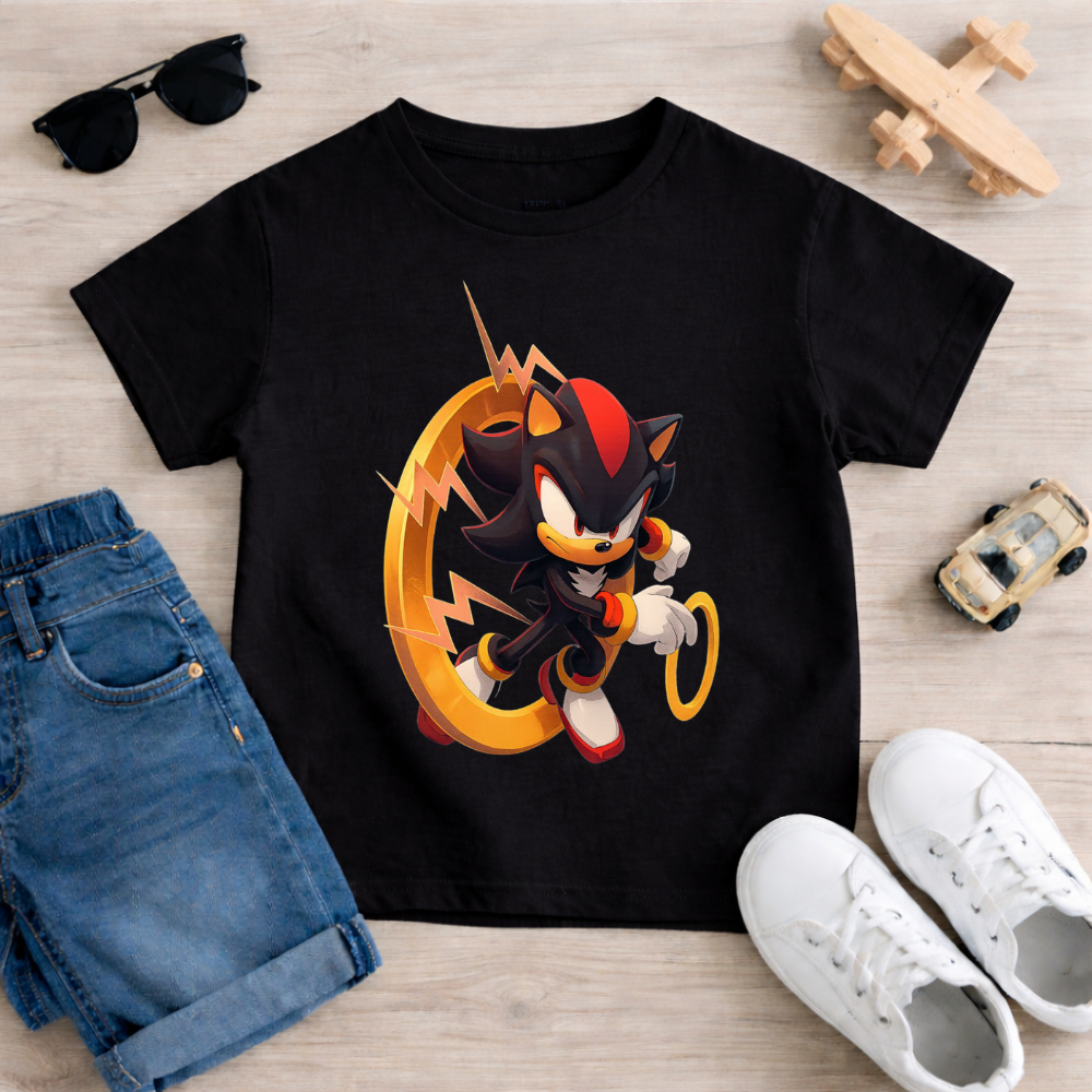 Camisa Infatil Menino Desenho Sonic Shadow 100%Algodão Premium Estampada