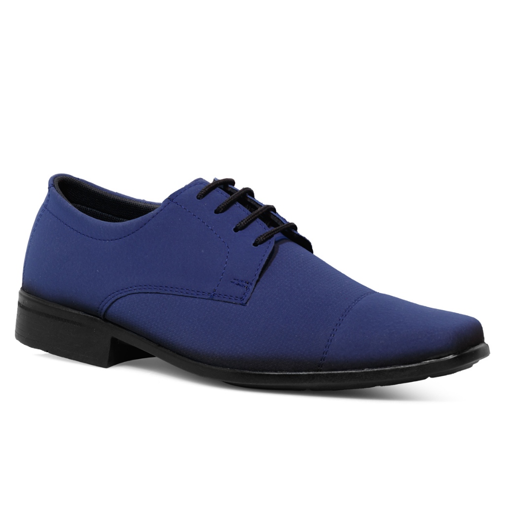 Sapato Social Oxford em Nobuck Azul-Marinho Linha Premium