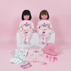 2 Bebês Reborn Menina 100% Silicone Acessórios + Bolsa - 56 Itens - 45cm!