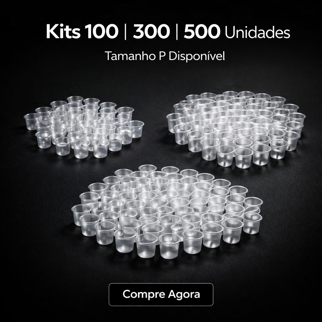Batoque Tamanhos  P M G Para Tinta Tatuagem Tattoo 200/300/500 UNIDADES COM BASE OU SEM BASE