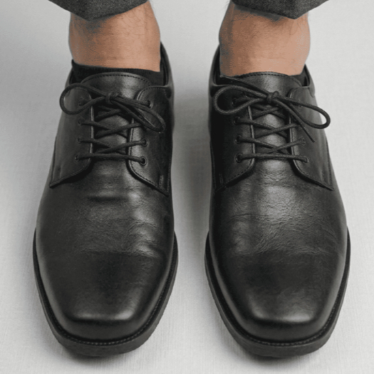 Sapato Derby Masculino Courino Bico Quadrado Conforto Sapato Social Somente Preto Varias Numerações