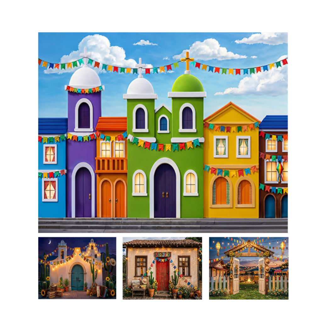 Fundo Fotográfico Horizontal Tecido Para Ensaios Tema Junino 2,60x1,70