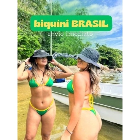 Biquíni Brasil Verde e Amarelo Cortininha Regulável Moda Praia Feminina Verão Bronze