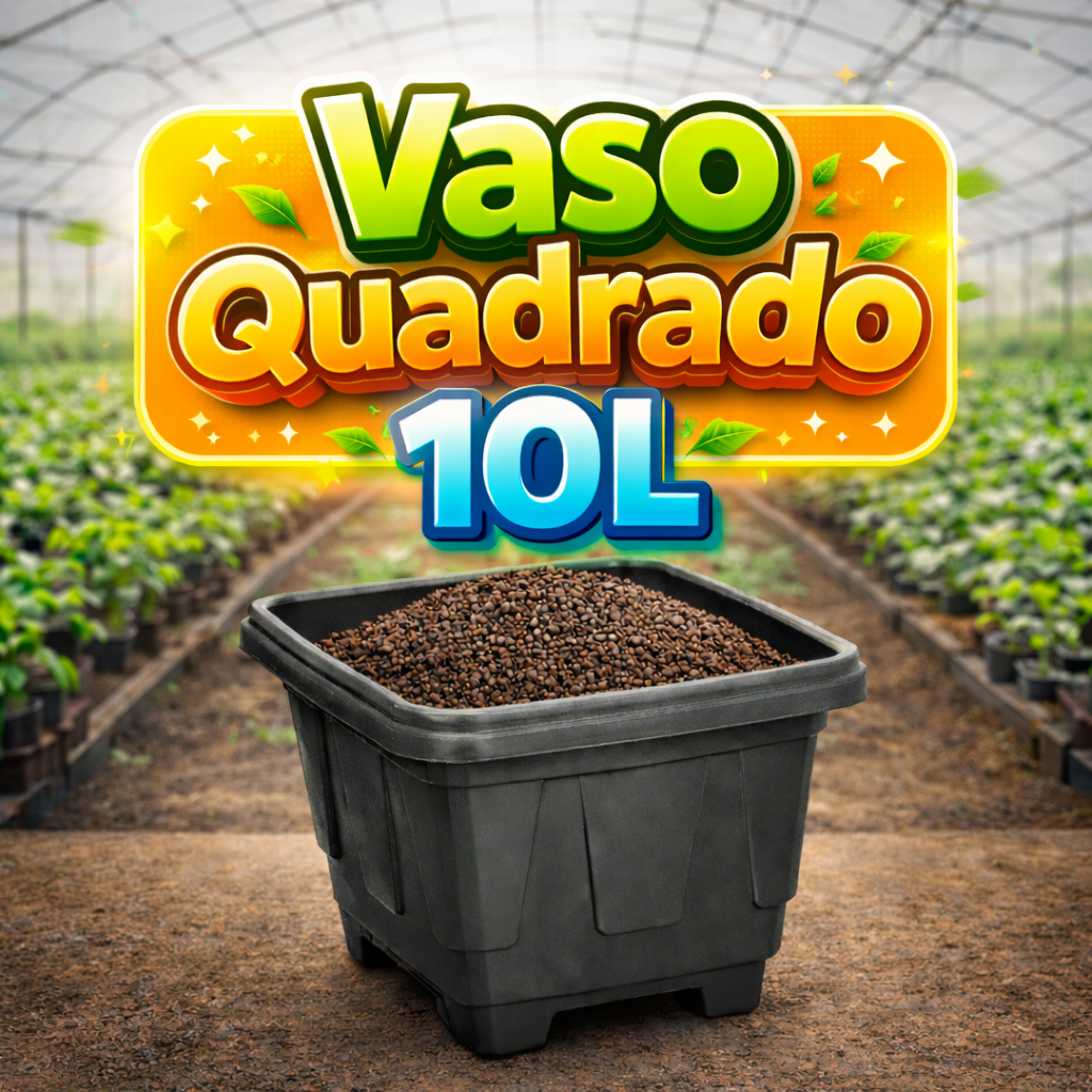 Vaso Quadrado 10L Preto Plástico Reforçado Jardim Plantas Flores Horta Cachepô Resistente