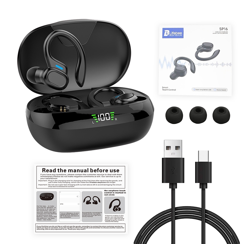 Lifebee SP16 Fones de ouvido esportivos sem fio Bluetooth supra-auriculares