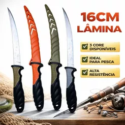 Faca Pesca Filetar Peixe 29cm Luatek SLK-DY01 Camping Caça Sobrevivência com Bainha