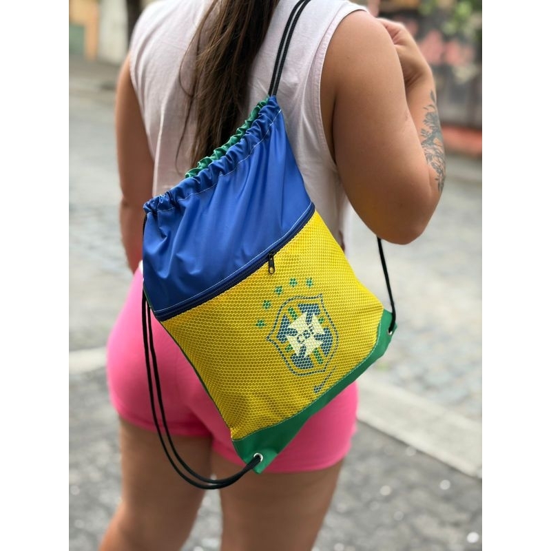Sacochila esportiva seleção brasileira Mochila Brasil copa do mundo