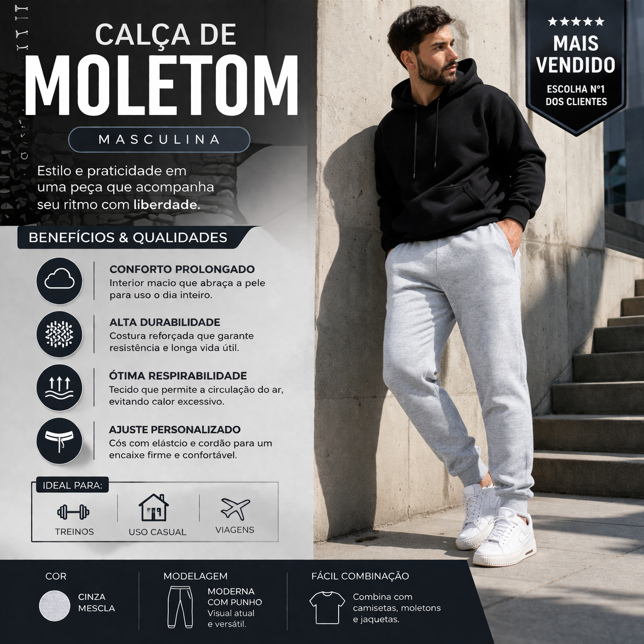 Calça Moletom Jogger Básica Unissex