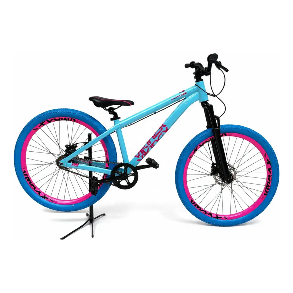 Bicicleta VikingX Aro26 Tuff38 Single Roda Vmaxx Rosa Pneu Azul