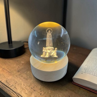 Luminária Abajur Mesa Bola de Cristal Nossa Senhora de Fátima 7 cm Luz LED 3d Decorativa Esfera Bivolt em Oferta na Shopee