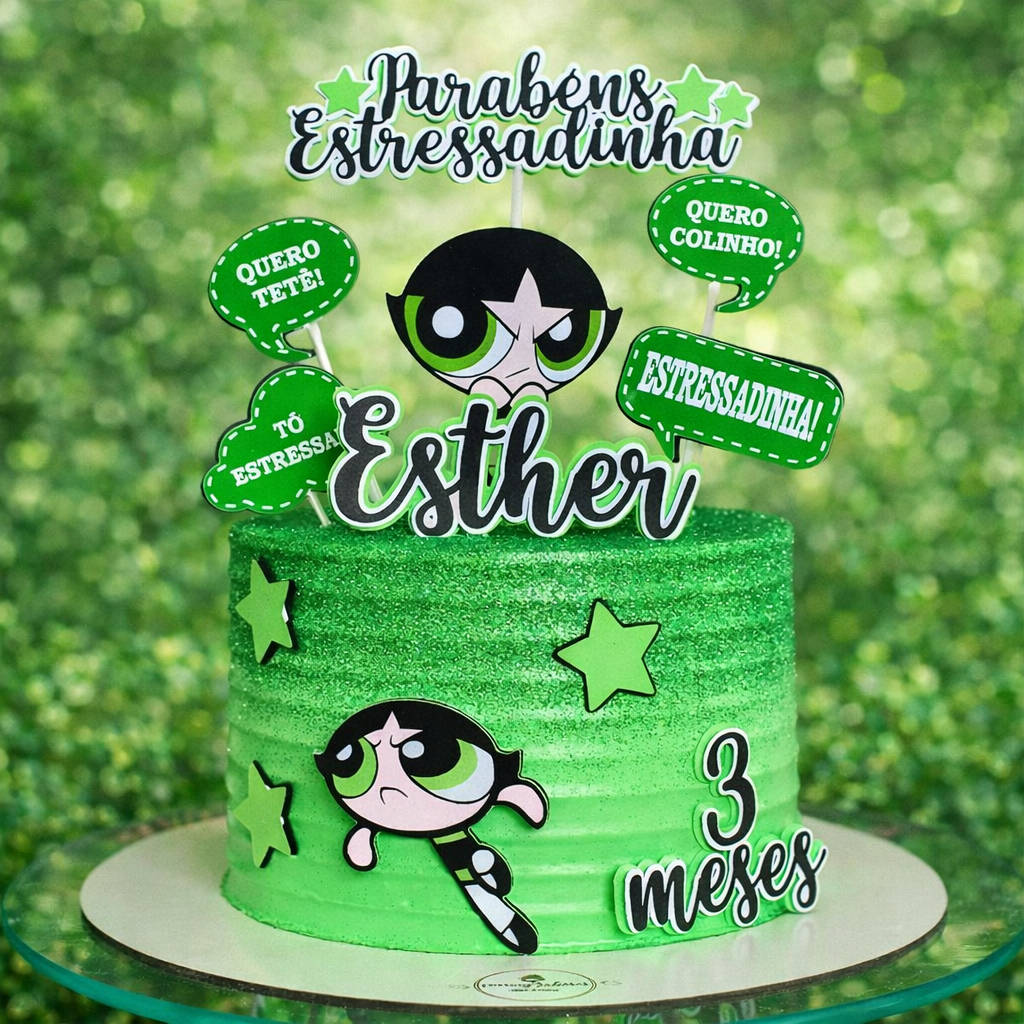 Topo de Bolo Mesversário Meninas Super Poderosas