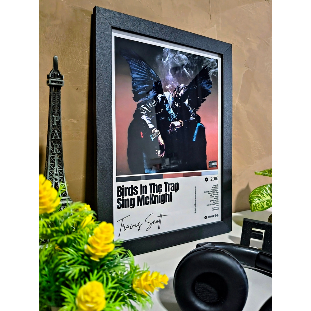 Quadro Decorativo A4/A3 Spotify Travis Scott Album Birds In The Trap Sing McKnight
