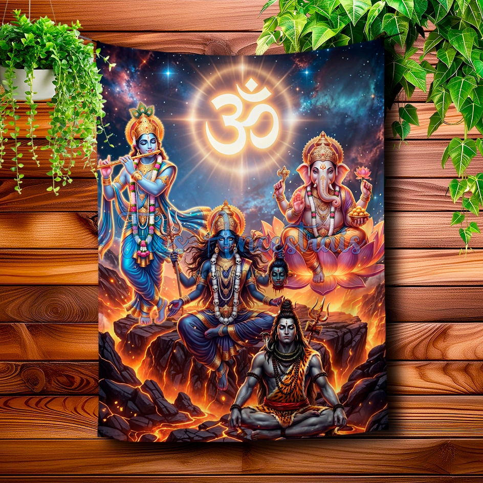 Painel/Pano/Tapeçaria de parede - Hindu/Xamanismo - Kali - Shiva - krishna - Ganesha -  1.00Mx0.70CM