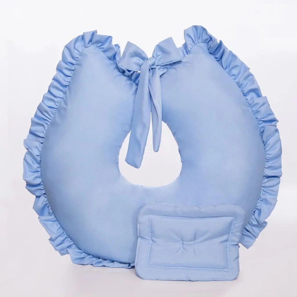 Almofada Amamentação Com Apoio De Braço Enxoval Bebê Menino Conforto Macio Prático Ideal Azul