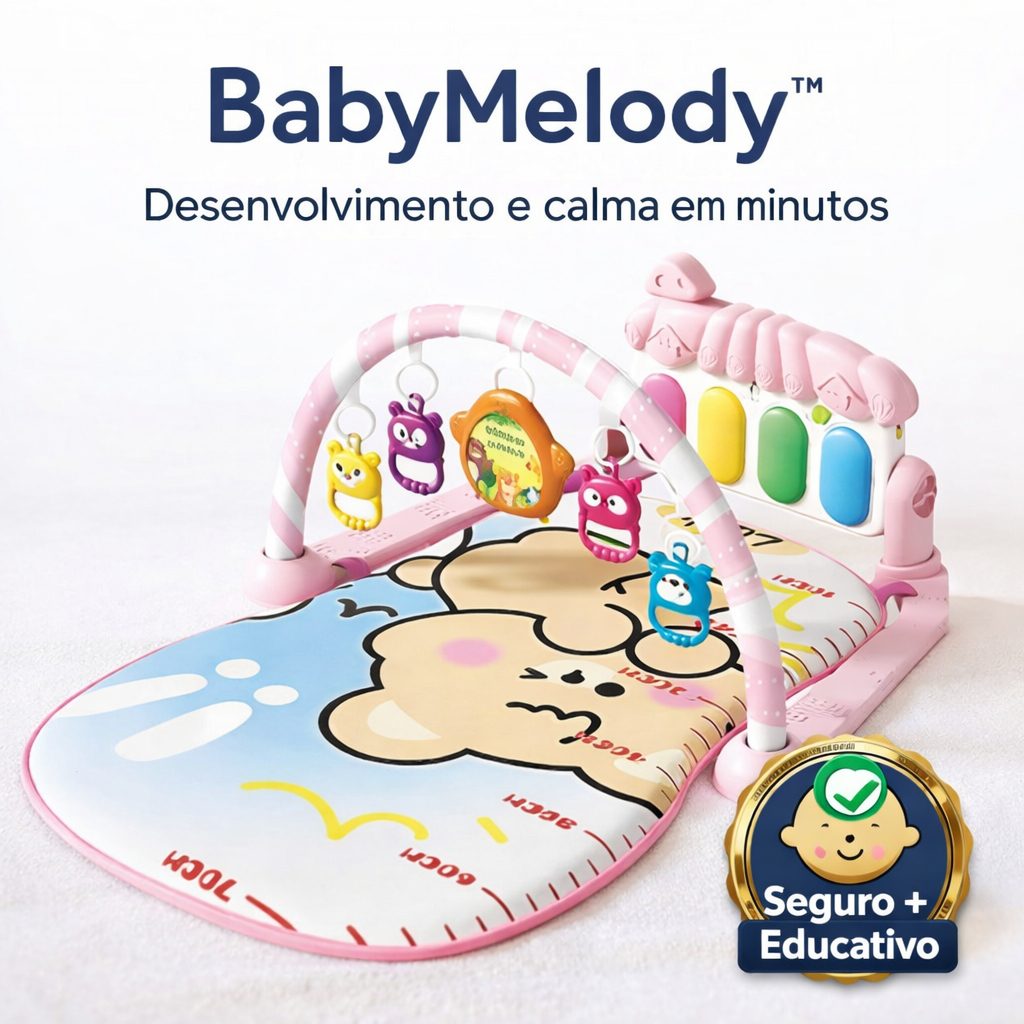 Tapete Musical Bebê com Piano Interativo BabyMelody™ Rosa Educativo Sensorial Macio