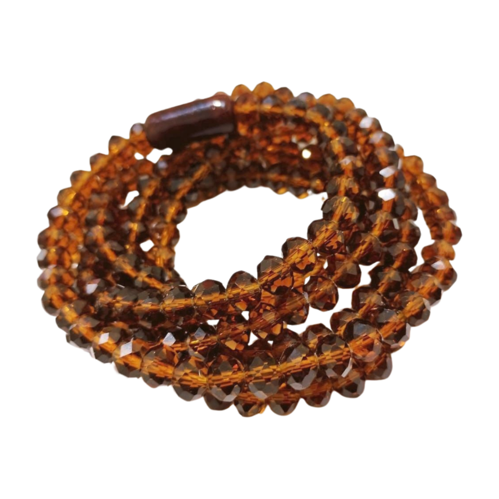 Guia De Xangô Cristal 8mm Marrom Fio De Contas Umbanda Orixá Proteção