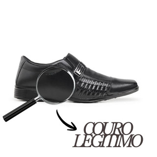 Sapato Social Masculino Couro Legítimo Nobre - Solado Blaqueado Costurado