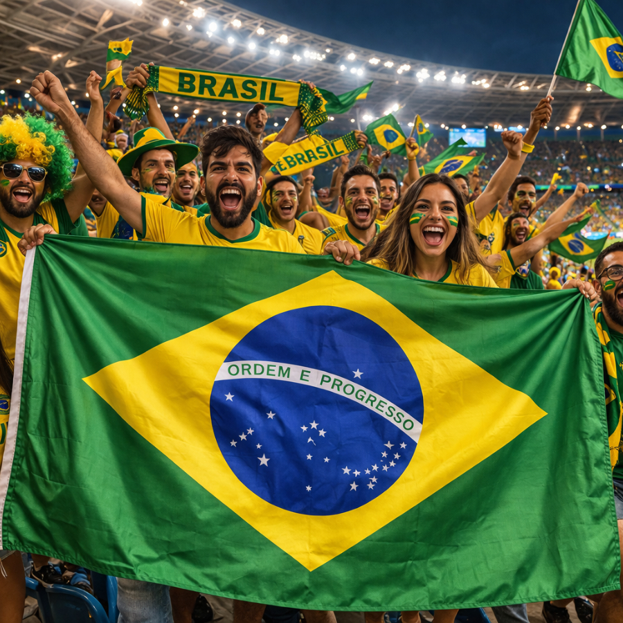 Bandeira do Brasil 1,40x1,00m Bember Copa do Mundo com Espaço para Haste