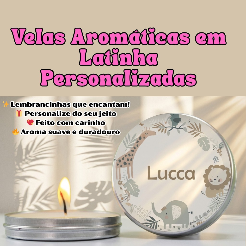 Velas Aromáticas em Latinha Personalizadas | Lembrancinhas Aniversário, Chá de Bebê, Casamento