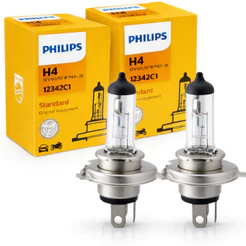 Par Lâmpada Philips Halógena Standard 55/60w 12v H4
