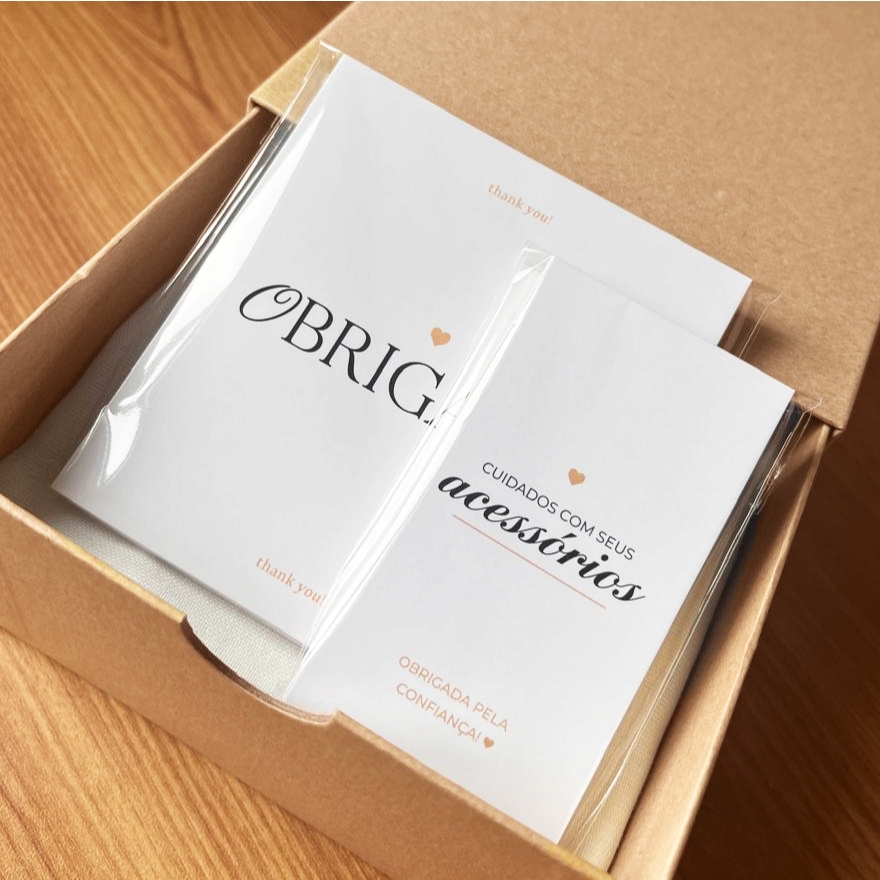 KIT Cartão Cuidados Acessórios Semijoias e Agradecimento ao cliente - Empreendedor  2 ITENS