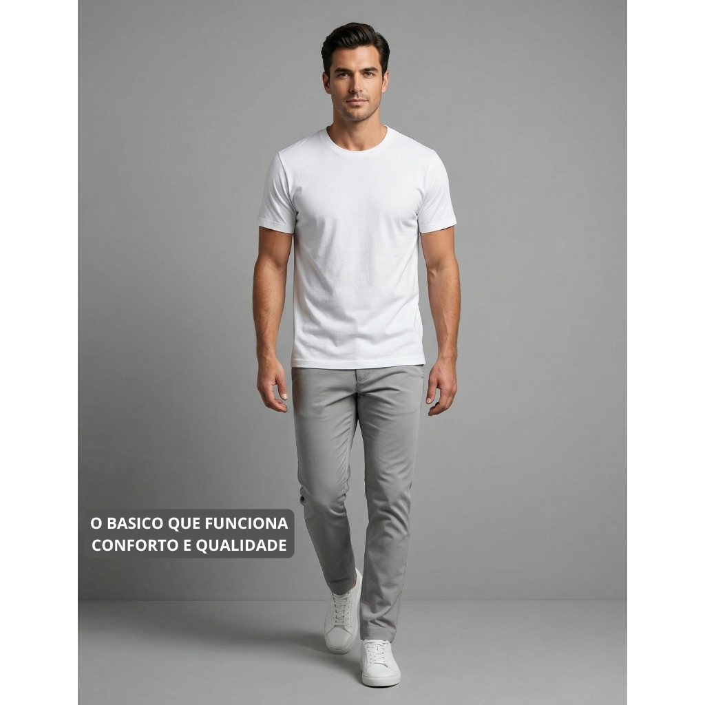 Camiseta Masculina Premium Básica Lisa Regular Alta Qualidade
