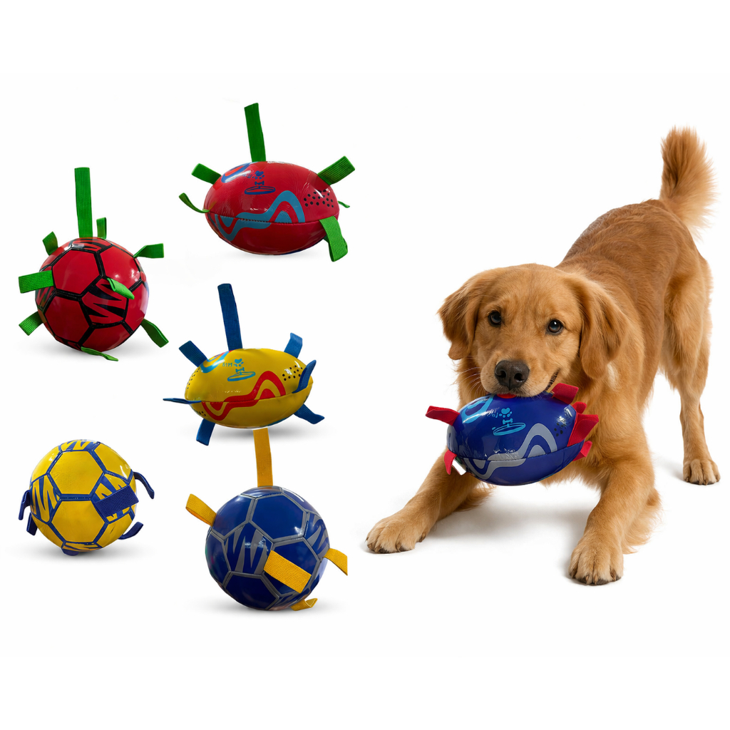 Brinquedo Bola Futebol Oval Pet Mordedor Cachorro Alças resistente