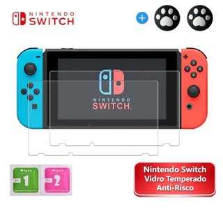 Película de Vidro Nintendo Switch Lite Padrão e Oled Tela Protetora Película + 1 Par Borinha Aleatória