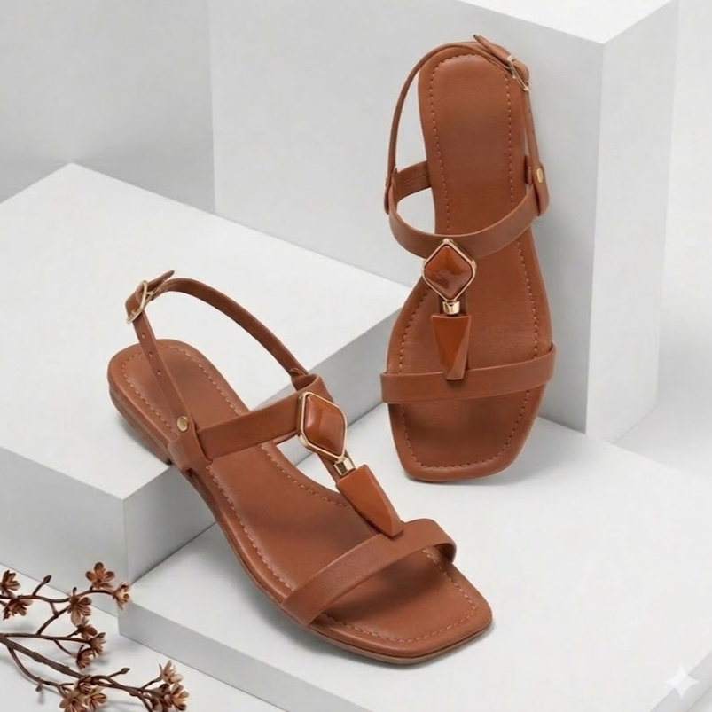 Sandália Rasteira Feminina Com Pedrarias e Fivela Ajustável - Confortável e Elegante Ideal Para Trabalho e Passeios