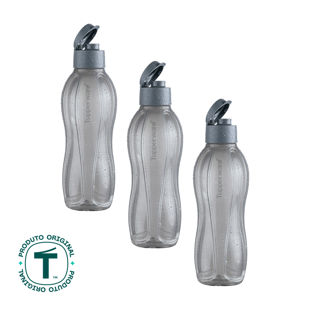 Kit 3 Garrafas de Água Tupperware Eco Tupper Chumbo 1L