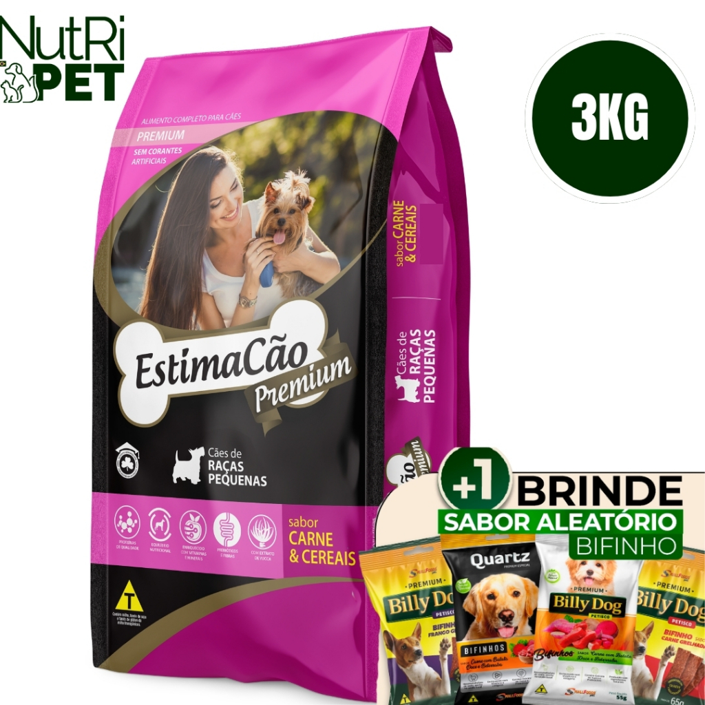 Ração Estimacão Cães Adultos Raças Pequenas 3kgs